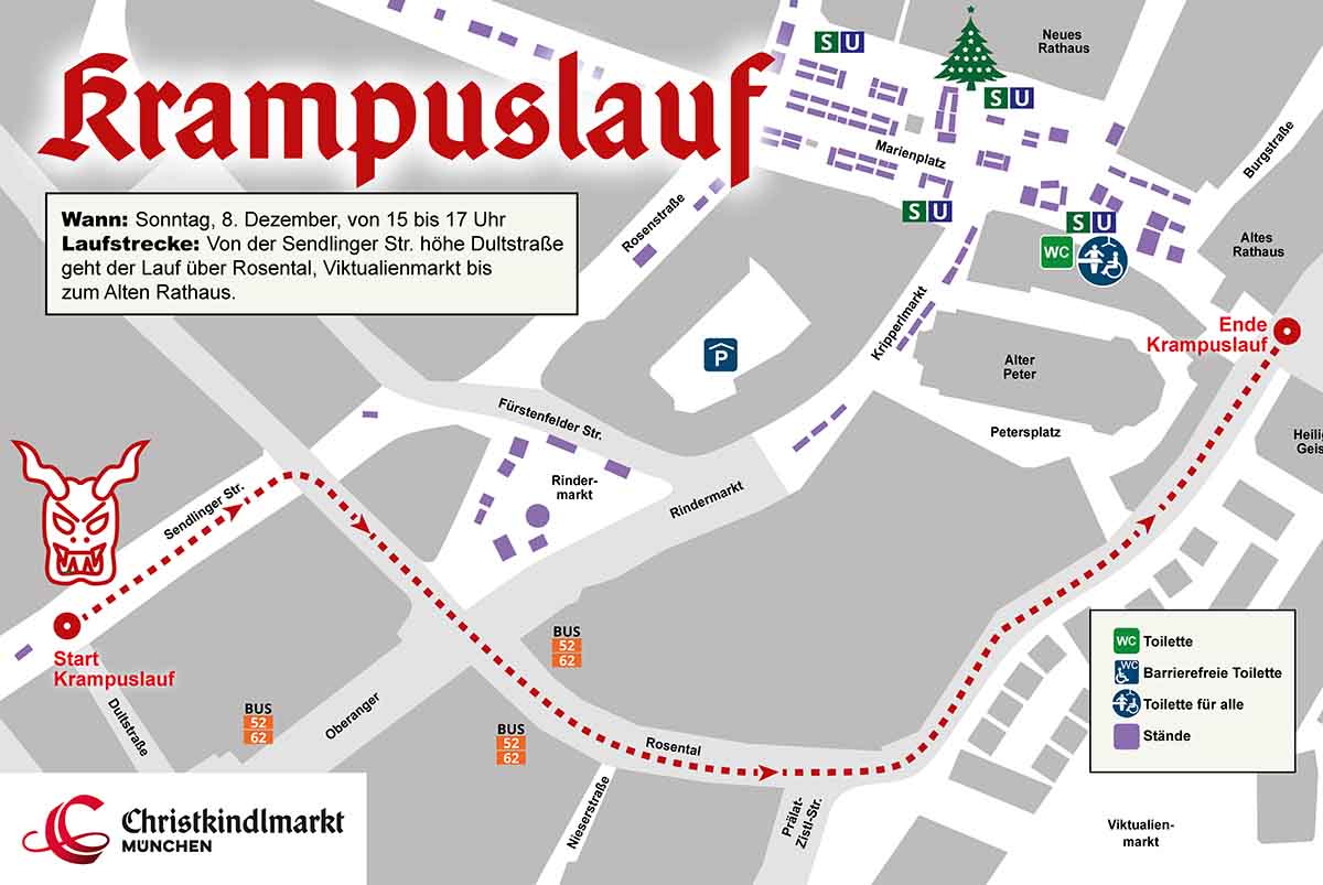 Neuer Laufweg beim Krampuslauf am Münchner Christkindlmarkt